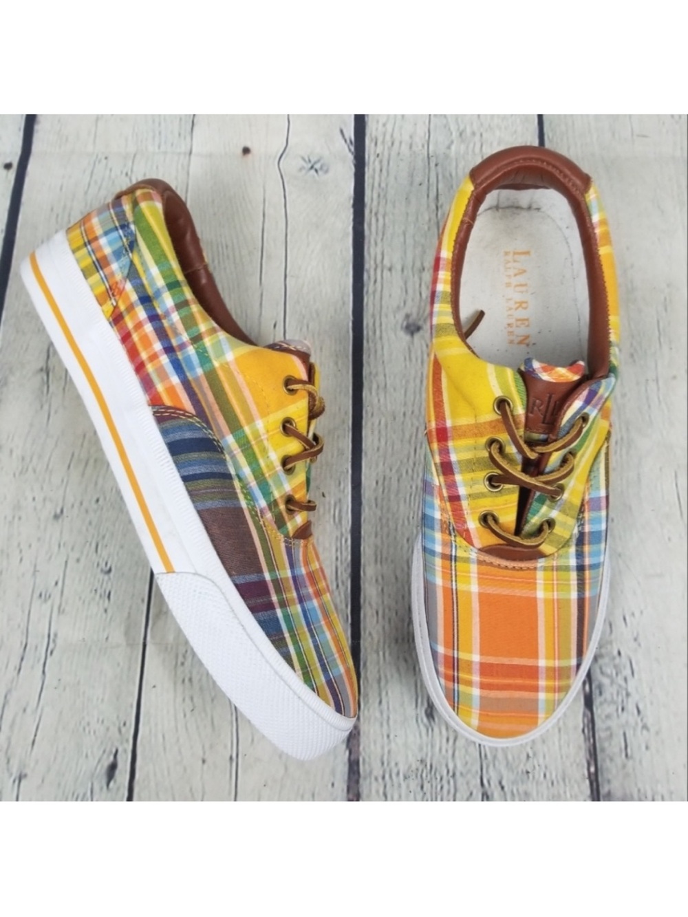 Ralph Lauren Veeta Madras Plaid Sneakers